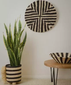 KAZI Black + Natural Geo Wall Basket