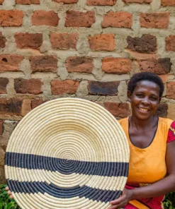 KAZI Black Double Striped Woven Wall Plate