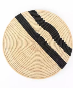 KAZI Black Double Striped Woven Wall Plate