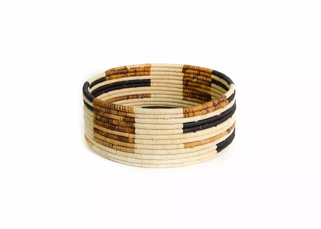 KAZI Home Goods Banana Bark Blocked Catch All Basket 1 KAZI Home Goods Banana Bark Blocked Catch All Basket