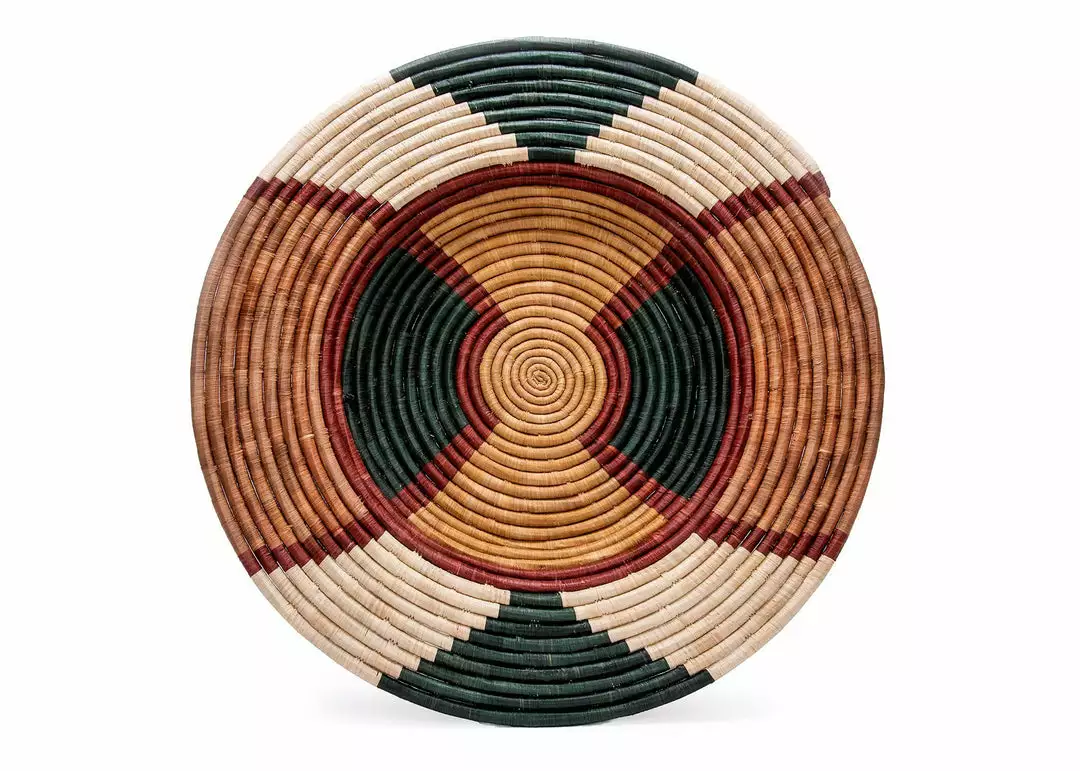 KAZI Home Goods Extra Large Forest Green + Burgundy Tabia Wall Plate 1 KAZI Home Goods Extra Large Forest Green + Burgundy Tabia Wall Plate