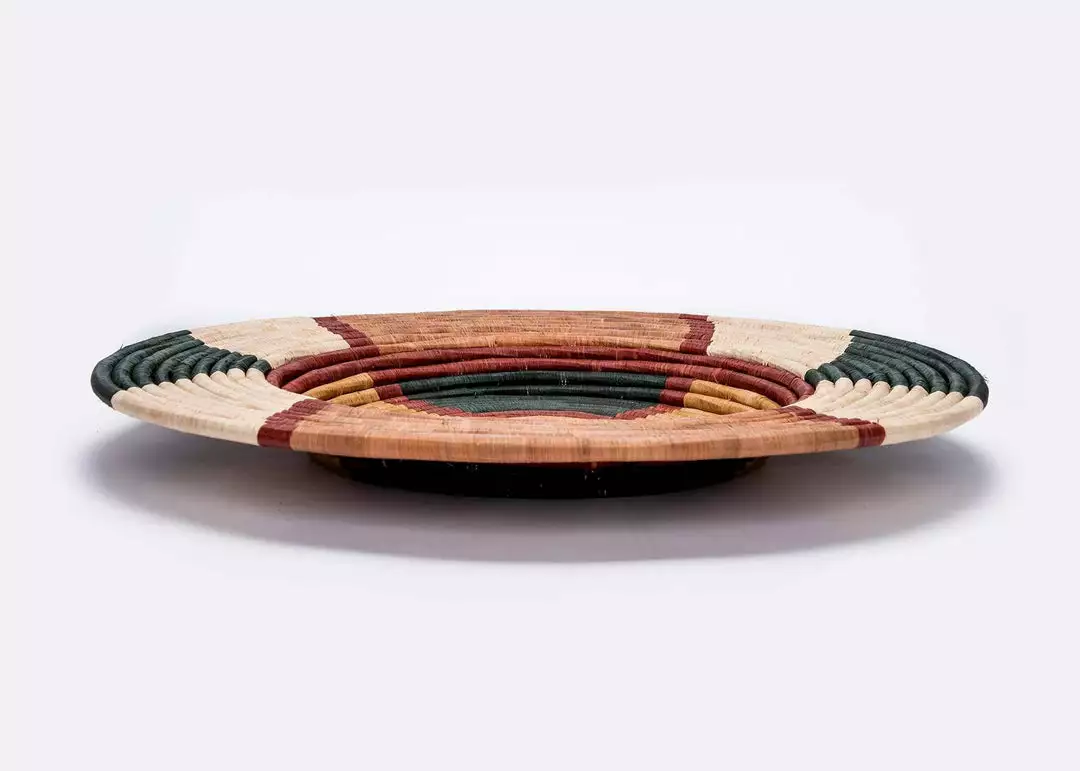 KAZI Home Goods Extra Large Forest Green + Burgundy Tabia Wall Plate 4 KAZI Home Goods Extra Large Forest Green + Burgundy Tabia Wall Plate