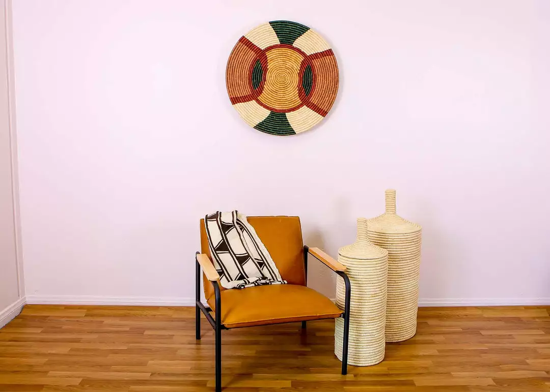 KAZI Home Goods Extra Large Forest Green + Burgundy Tabia Wall Plate 2 KAZI Home Goods Extra Large Forest Green + Burgundy Tabia Wall Plate