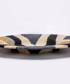 KAZI Home Goods Jumbo Opal Gray + Mustard Tabia Woven Wall Plate