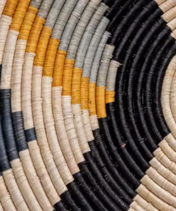 KAZI Home Goods Jumbo Opal Gray + Mustard Tabia Woven Wall Plate