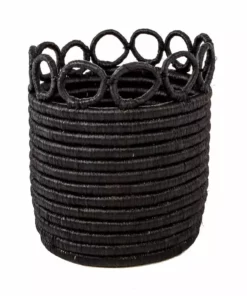 KAZI Small Black Hooped Planter