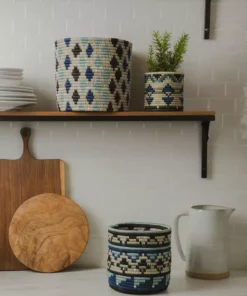 KAZI Small Silver Blue Planter Home Goods