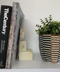 KAZI Home Goods Brown + Black Checkered Planter