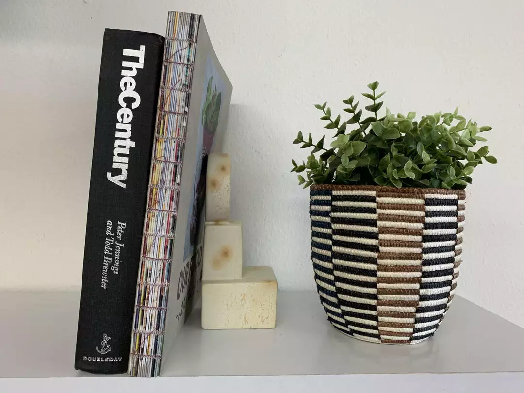 KAZI Home Goods Brown + Black Checkered Planter 2 KAZI Home Goods Brown + Black Checkered Planter