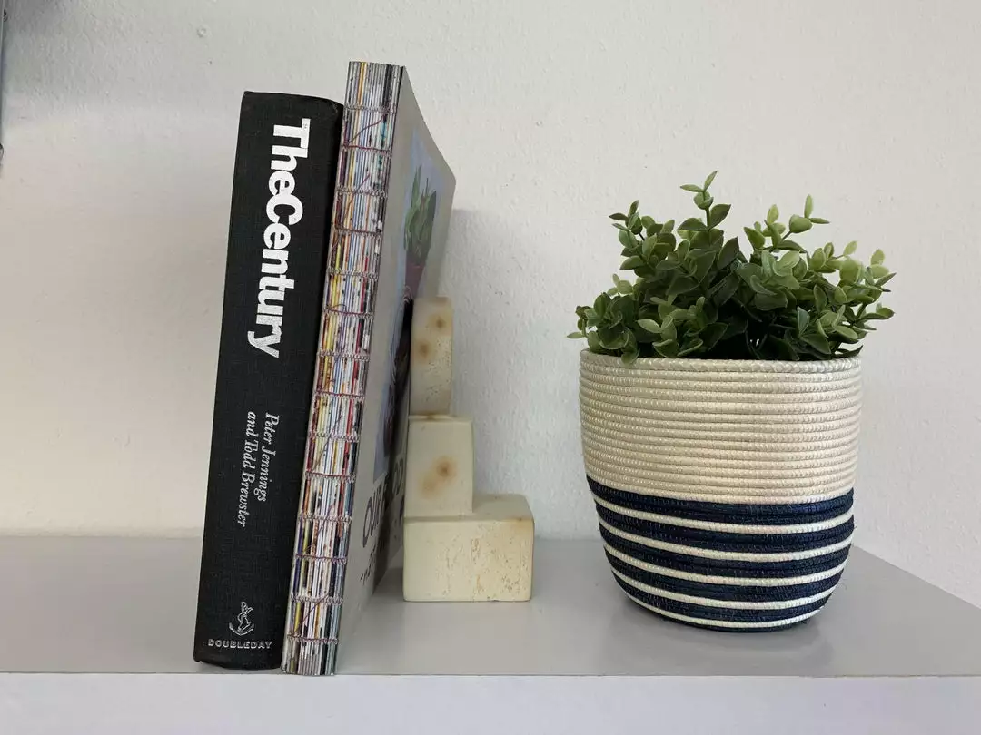 KAZI Natural + Navy Striped Planter 2 KAZI Natural + Navy Striped Planter