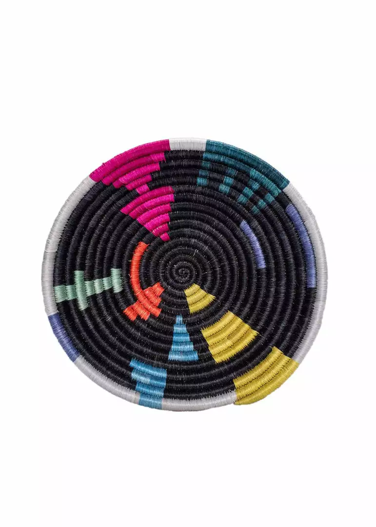 KAZI Small Black + Neon Mtoto Round Basket 1 KAZI Small Black + Neon Mtoto Round Basket