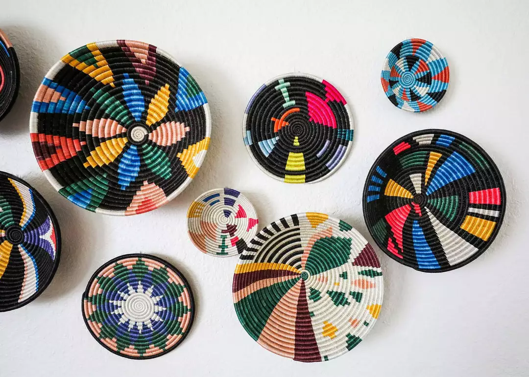 KAZI Small Black + Neon Mtoto Round Basket 2 KAZI Small Black + Neon Mtoto Round Basket