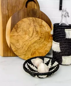 KAZI Home Goods Small Black + White Virunga Round Basket