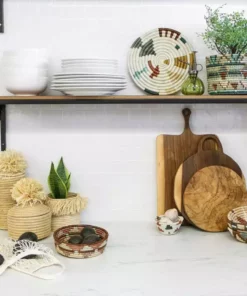 KAZI Home Goods Small Cocoa + Gray Jadi Round Basket