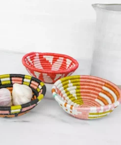 KAZI Small Coral Virunga Round Basket Home Goods