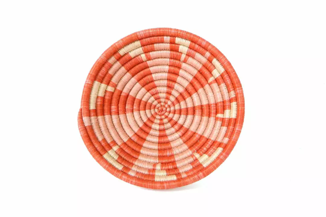 KAZI Small Coral Virunga Round Basket Home Goods 1 KAZI Small Coral Virunga Round Basket Home Goods