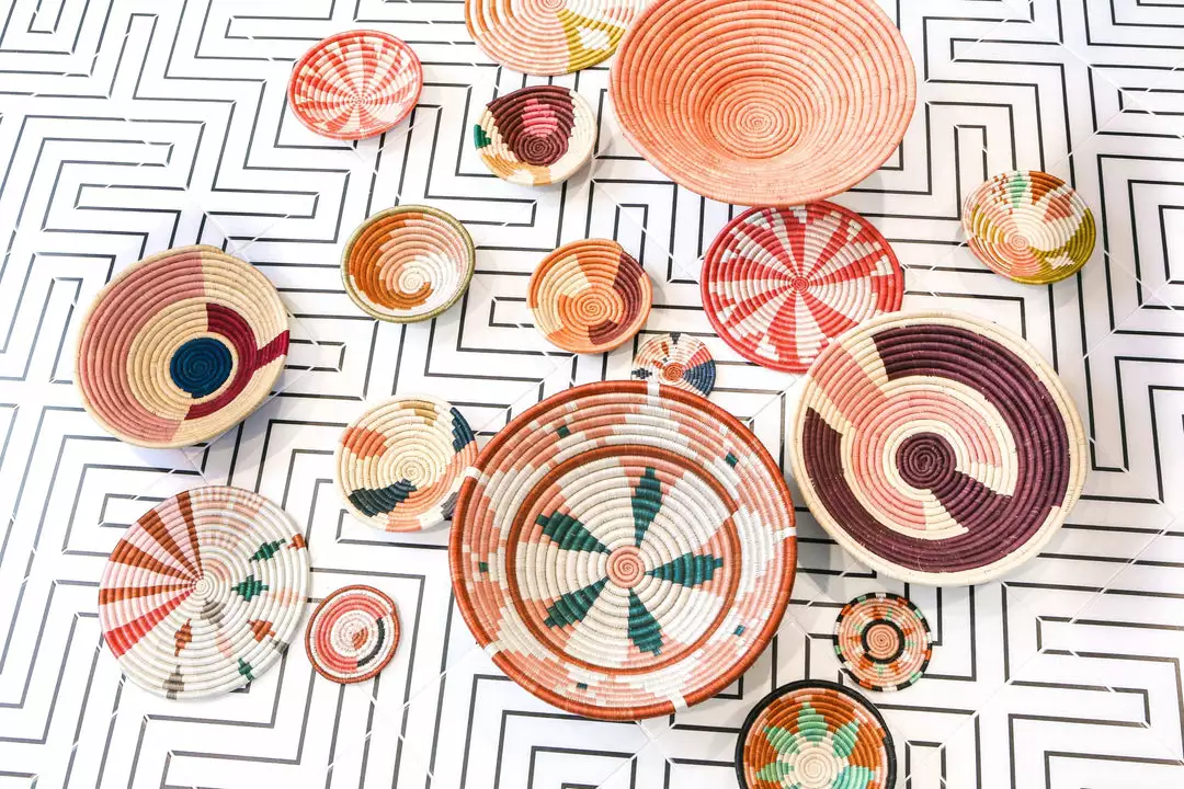 KAZI Small Coral Virunga Round Basket Home Goods 3 KAZI Small Coral Virunga Round Basket Home Goods