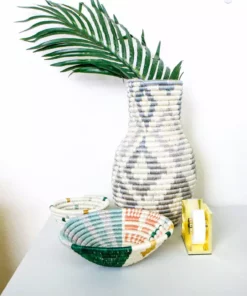 KAZI Small Metallic Floret Fani Round Basket Home Goods 7 KAZI Small Metallic Floret Fani Round Basket Home Goods