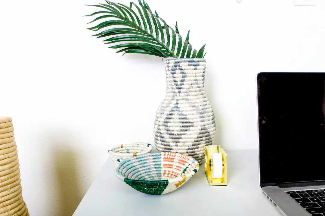 KAZI Small Metallic Floret Fani Round Basket Home Goods 3 KAZI Small Metallic Floret Fani Round Basket Home Goods