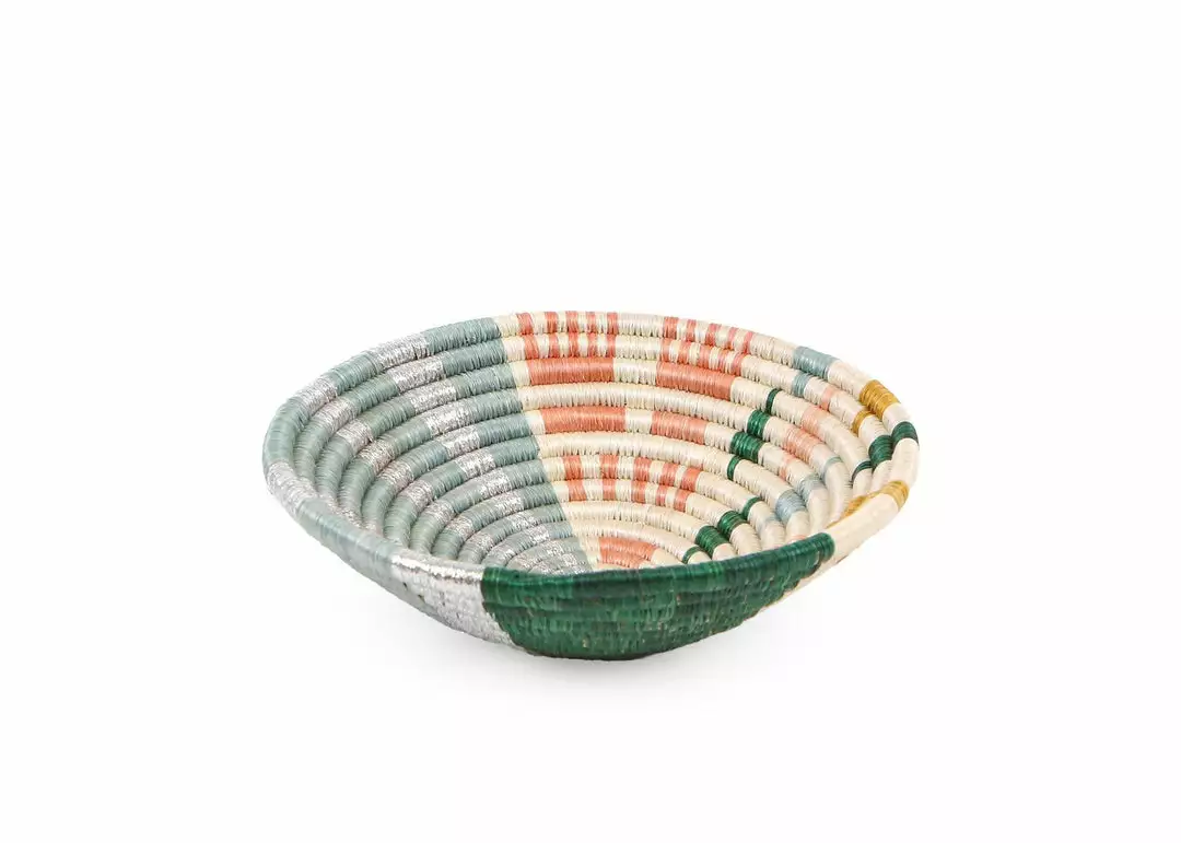 KAZI Small Metallic Floret Fani Round Basket Home Goods 4 KAZI Small Metallic Floret Fani Round Basket Home Goods