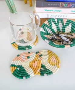 KAZI Small Metallic Floret Jadi Round Basket Home Goods