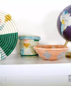 KAZI Small Metallic Peached Round Basket