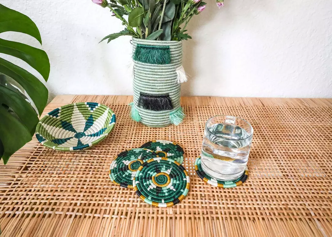 KAZI Small Pastel Green Round Basket Home Goods 4 KAZI Small Pastel Green Round Basket Home Goods