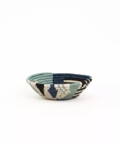 KAZI Small Silver Blue Biko Round Basket