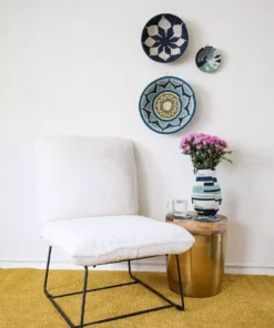 KAZI Small Silver Blue Biko Round Basket