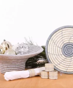 KAZI Small Spiral Metallic Gold Round Basket Home Goods