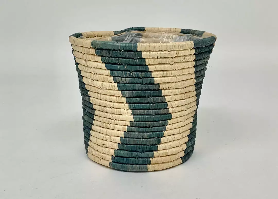 KAZI Home Goods Blue Gray Chevron Planter 4 KAZI Home Goods Blue Gray Chevron Planter