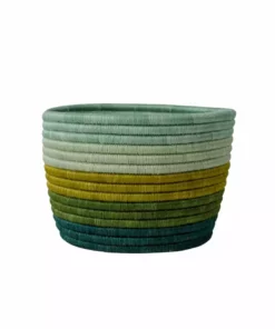 KAZI Home Goods Shades Of Green Striped Tapered Planter