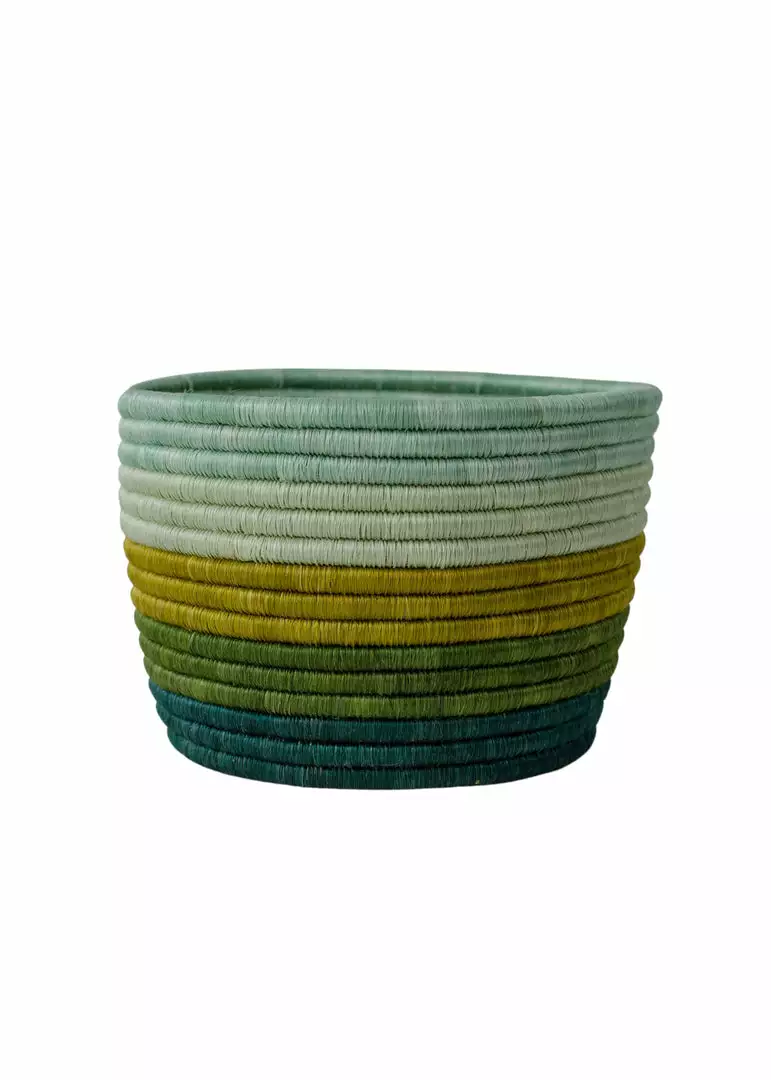 KAZI Home Goods Shades Of Green Striped Tapered Planter 1 KAZI Home Goods Shades Of Green Striped Tapered Planter