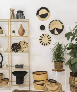 KAZI Large Striped Black Grass Planter