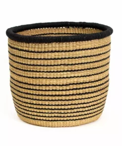KAZI Large Striped Black Grass Planter