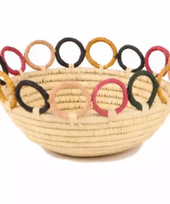 KAZI Home Goods Medium Mod Rainbow Hooped Raffia Catch All