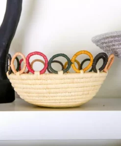 KAZI Home Goods Medium Mod Rainbow Hooped Raffia Catch All