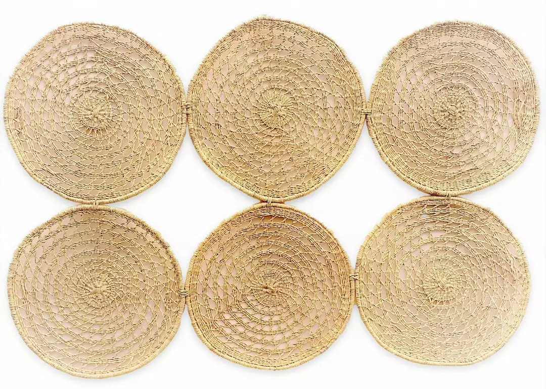 KAZI Home Goods All Natural Woven Discs Queen Headboard 1 KAZI Home Goods All Natural Woven Discs Queen Headboard