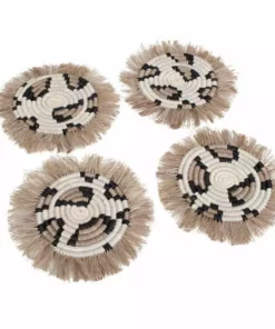 KAZI Kitchen + Dining Animal Print Fringed Coasters