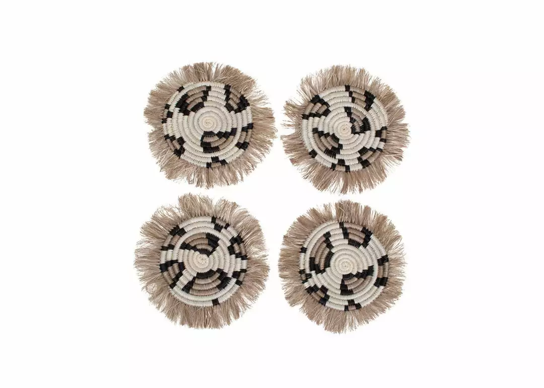KAZI Kitchen + Dining Animal Print Fringed Coasters 1 KAZI Kitchen + Dining Animal Print Fringed Coasters