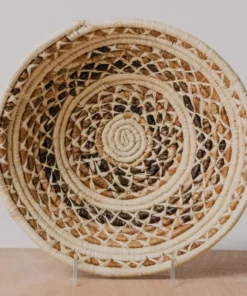 KAZI Banana Bark And Raffia Cross Stitch Large Wall Bowl Home Goods
