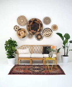 KAZI Home Goods Banana Bark And Raffia Jumbo Wall Bowl
