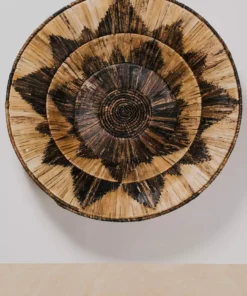 KAZI Home Goods Banana Bark And Raffia Jumbo Wall Bowl