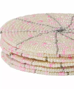 KAZI Beaded Soft Pink + Pearl Coasters
