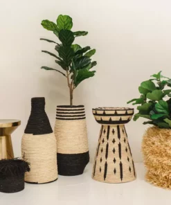 KAZI Black Fringed Large Catch All Home Goods