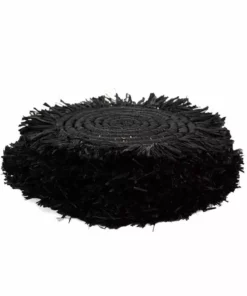 KAZI Home Goods Black Fringed Raffia Coasters