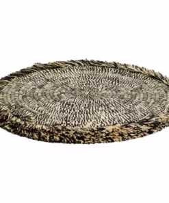 KAZI Home Goods Black Heathered Large Fringed Wall Charger