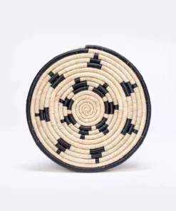 KAZI Home Goods Black + Natural Raffia Cake Stand
