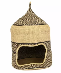 KAZI Pet Accessories Black + Natural Tall Pet Hut