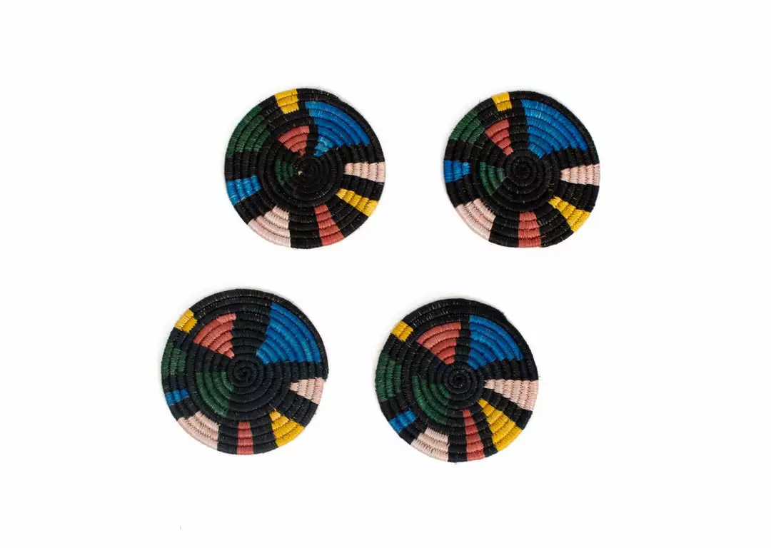 KAZI Black + Neon Mosaic Coasters Home Goods 1 KAZI Black + Neon Mosaic Coasters Home Goods